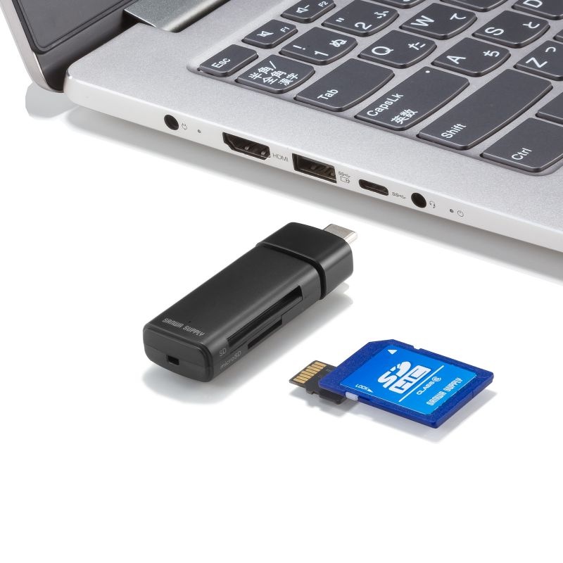 USB 5Gbps Type-C カードリーダー【ADR-5TCMSD1BK】