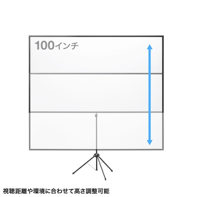 プロジェクタースクリーン(100型 三脚式 コンパクト収納 360°回転)【PRS-SX100HD】