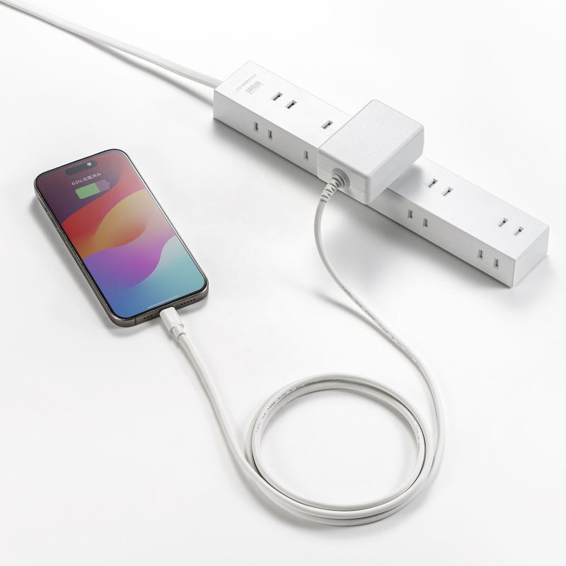 USB PD対応AC充電器(PD20W・TypeCケーブル一体型)【ACA-PD102W】
