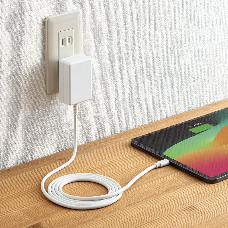 USB PD対応AC充電器(PD20W・TypeCケーブル一体型)【ACA-PD102W】