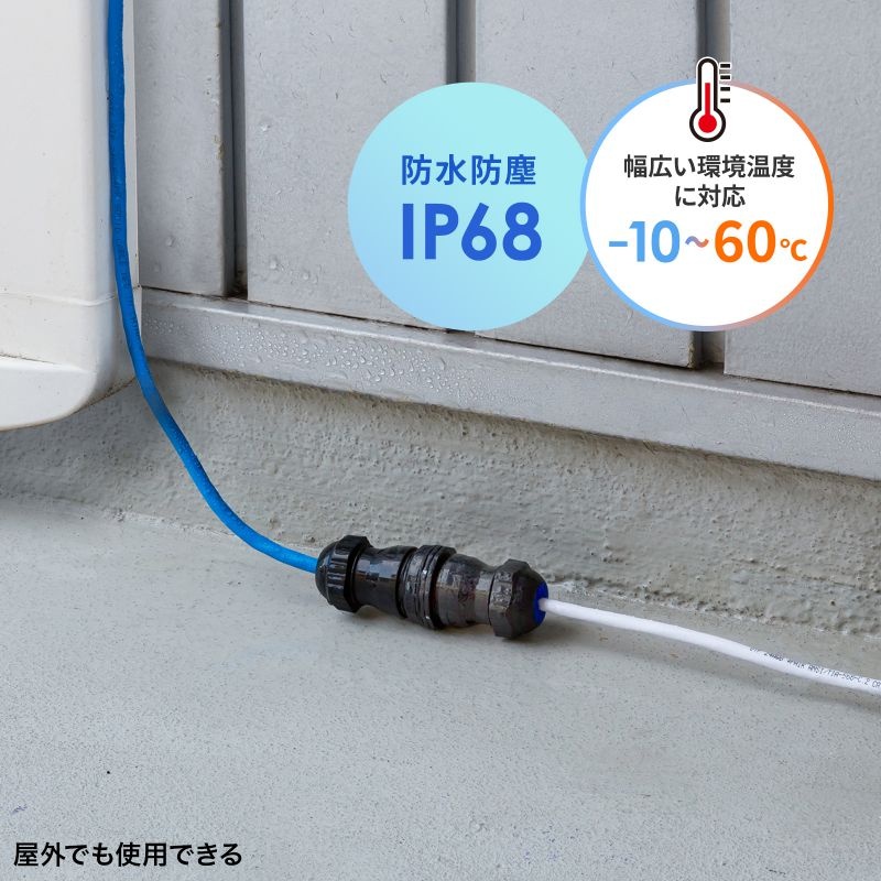 屋外用 RJ-45中継アダプタ(カテゴリ6A STP)【ADT-EX-6ASTPWP】