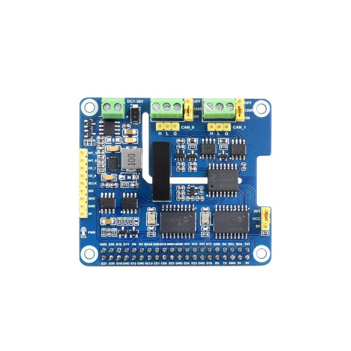 Raspberry Pi用 2ch絶縁CAN HAT+【WAVESHARE-27338】