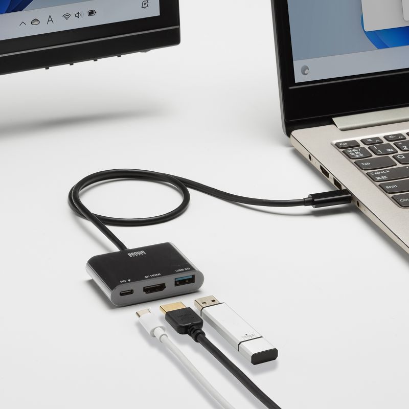 USB Type C-HDMI変換アダプタ(4K/PD対応/USBハブ付き)【AD-ALCPHDPD02】