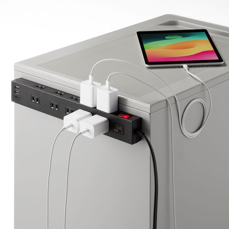 雷タップ 10個口＋USB-A＋Type-C(PD20W)ブラック・1m【TAP-SP2110NUC-1BK】