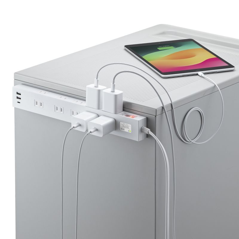 雷タップ 10個口＋USB-A＋Type-C(PD20W)ホワイト・1m【TAP-SP2110NUC-1W】