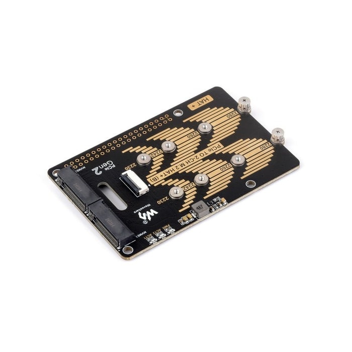 Waveshare Raspberry Pi 5用 2ch M.2 SSD HAT+(2280/2260/2242/2230サイズ対応)【WAVESHARE-27710】