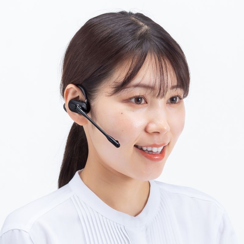 超軽量Bluetoothオープンイヤーヘッドセット【MM-BTSH71BK】