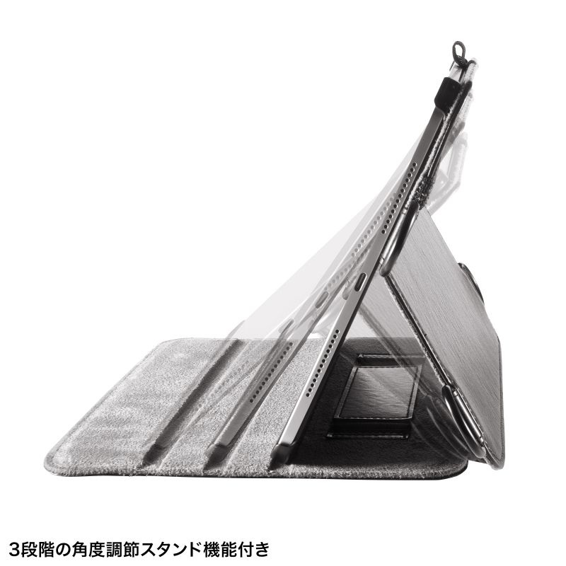 iPad Pro 11インチ(M4/2024)用スタンド・ベルト付きケース【PDA-IPAD1712BK2】