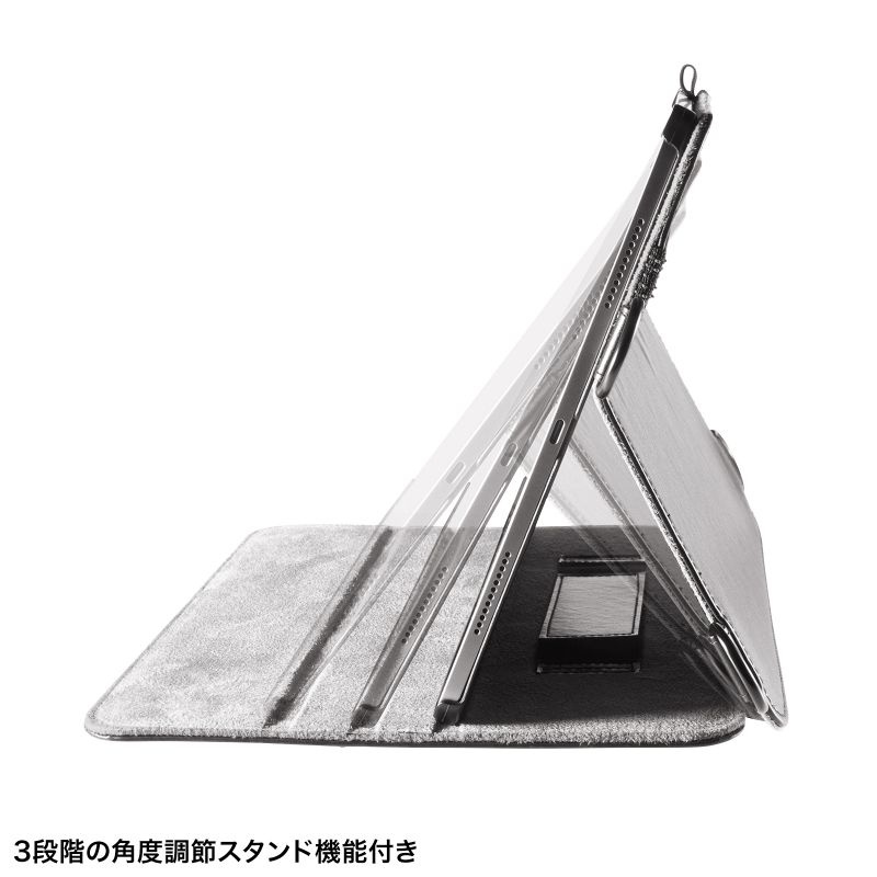 iPad Air 13インチ(M2/2024)用スタンド・ベルト付きケース【PDA-IPAD2112BK】