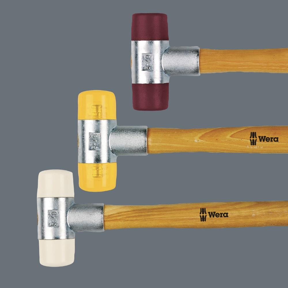 WERA ヴェラ 板金加工や改修作業、テント、ホール、フェアブースの建設作業などに最適 ナイロンソフトフェイスハンマー22mm 200g【000305】