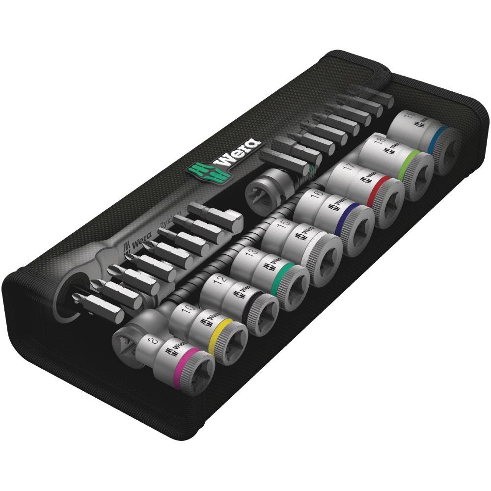 WERA ヴェラ 差込角3/8DR 29点組ZYKLOPソケットレンチセット スリムデザイナタイプ【004047】
