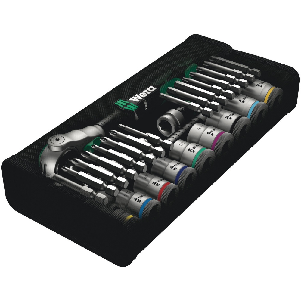 WERA ヴェラ 差込角3/8DR 29点組 ソケットレンチセット ラチェットレンチ戻り角5度【004049】