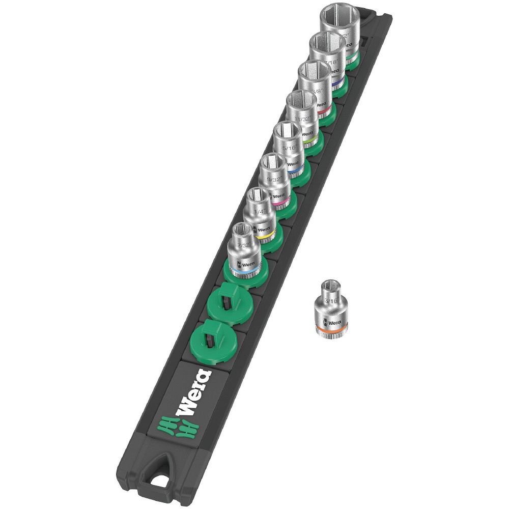 WERA ヴェラ 差込角1/4SQ 収納レール付き 9点組 ソケットレンチセット【005420】