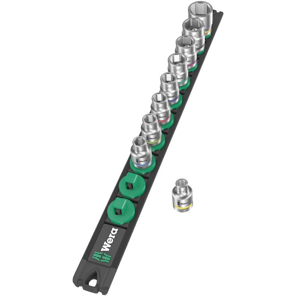WERA ヴェラ 差込角3/8SQ 収納レール付き 9点組ソケットレンチセット【005450】