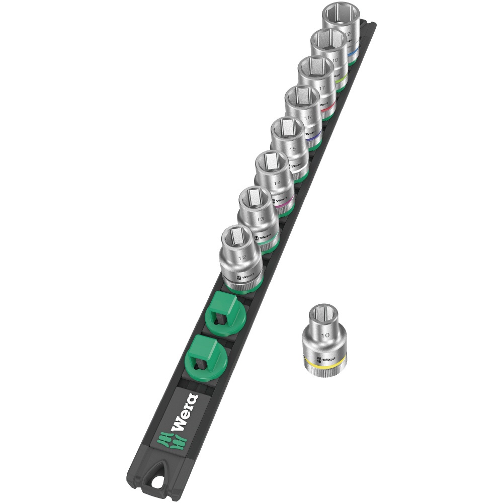 差込角1/2SQ 収納レール付き ヘックスソケットレンチセット HEX10-19mm入り【005460】
