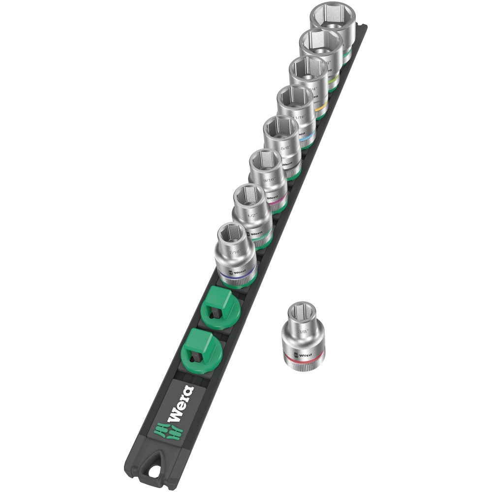 WERA ヴェラ 差込角1/2SQ 収納レール付き 9点組 ヘックスソケットレンチセット【005480】