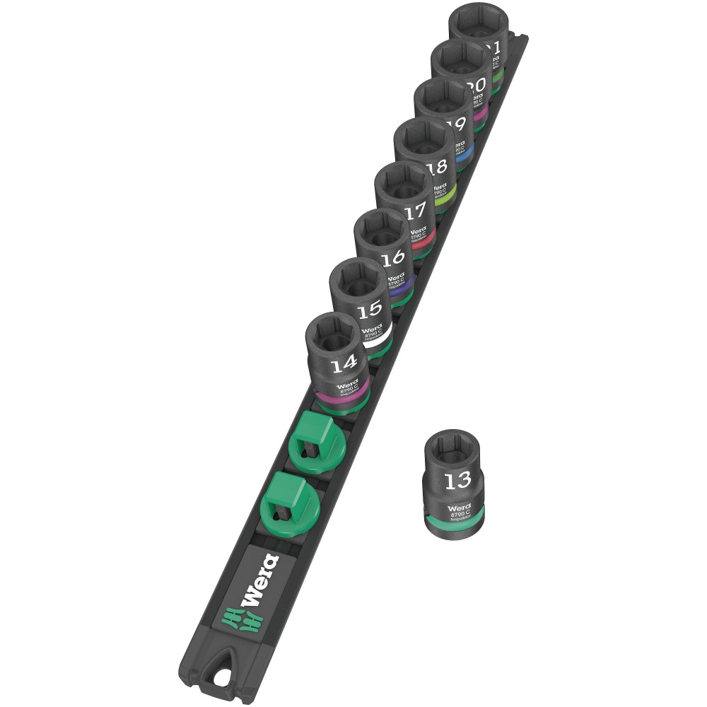 WERA ヴェラ 差込角1/2SQ 収納レール付き 9点組 ヘックスソケットレンチセット HEX13-21mm【005490】