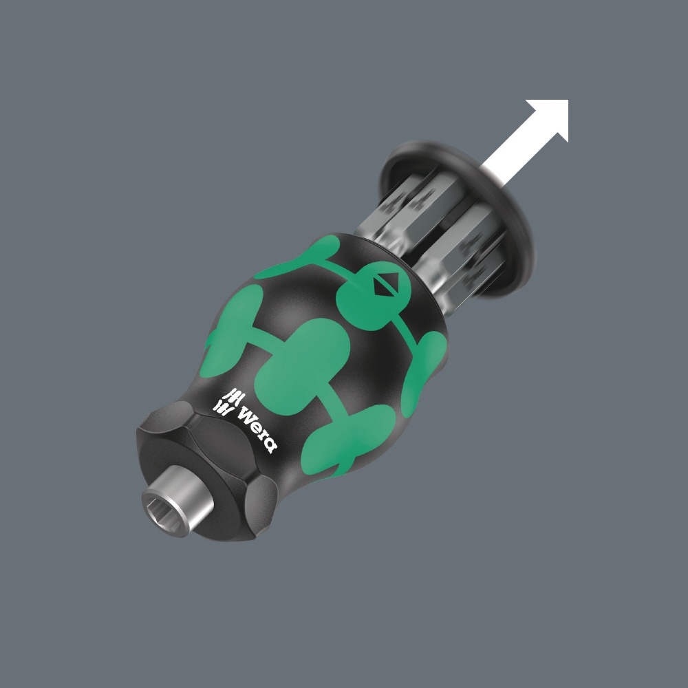 WERA ヴェラ スタビー型ビットセット付ドライバー ビット6個内臓 マイナスビット1x5.5/1.2x6.5 プラスビット1/2 スクエアプラスビット1/2【008878】