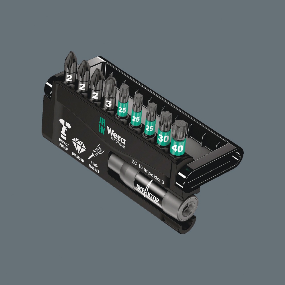 10本組 インパクト用ドライバービットセット ホルダー付き【057683】