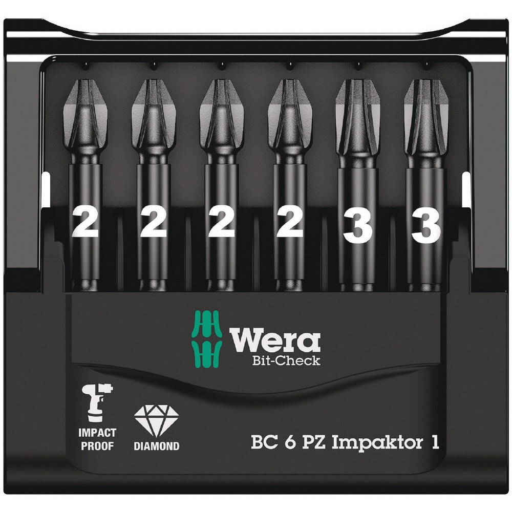 WERA ヴェラ 6本組 インパクト用 プラスドライバービットセット【057692】