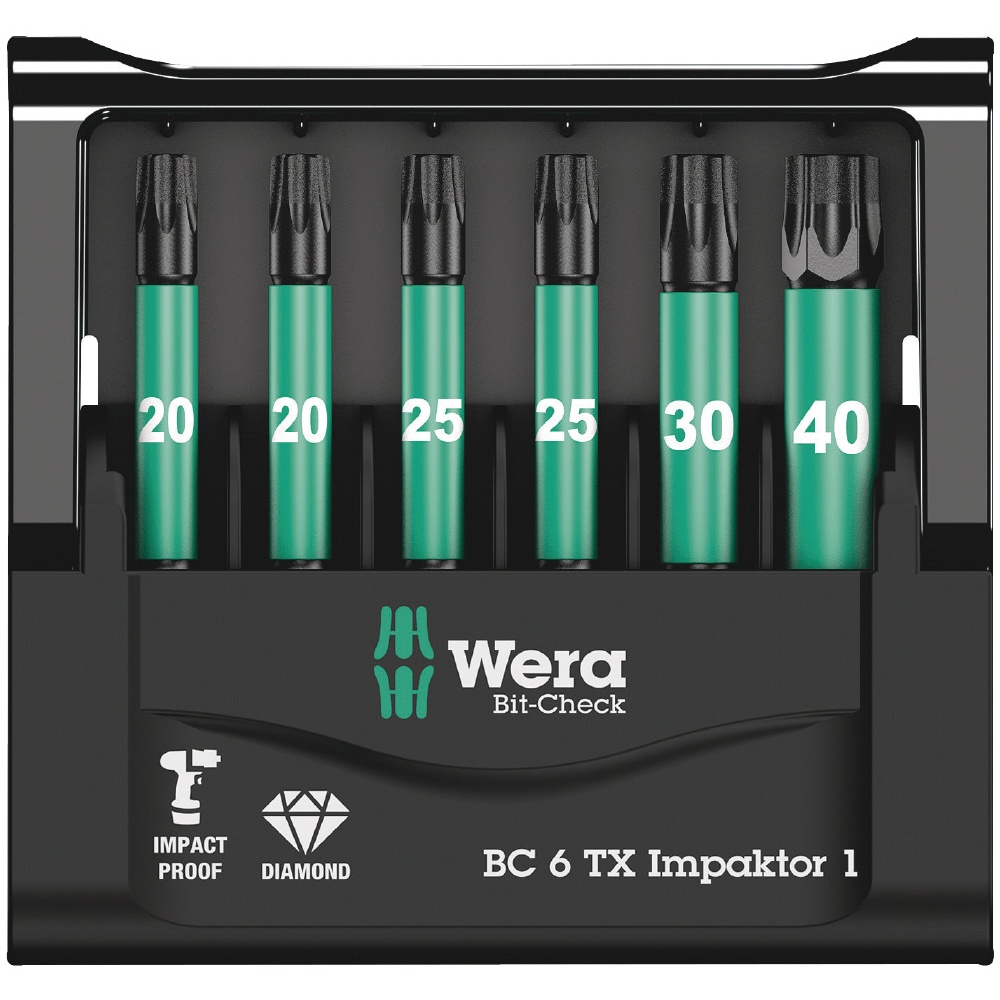 WERA ヴェラ 6本組 インパクト用 トルクスドライバービットセット ダイヤモンドコーティング【057693】