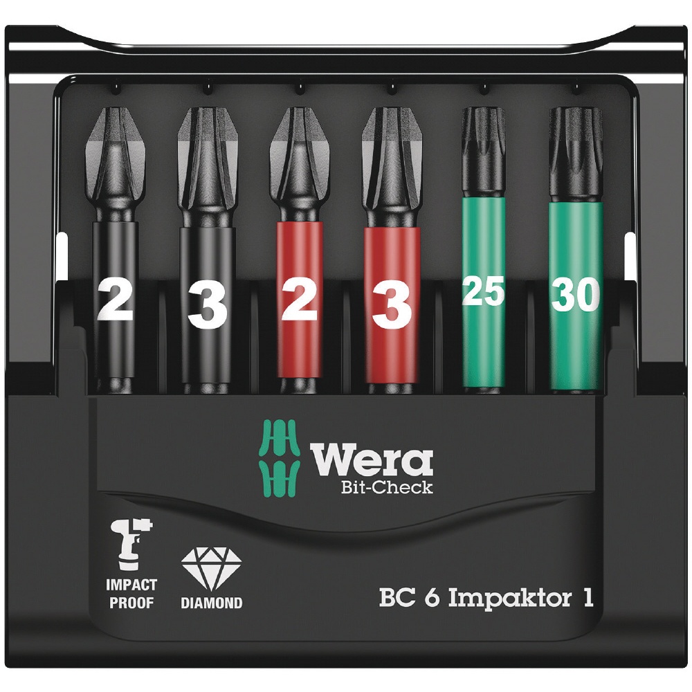 WERA ヴェラ 6点組 インパクト用 トルクスビットセット ビットチェック【057695】