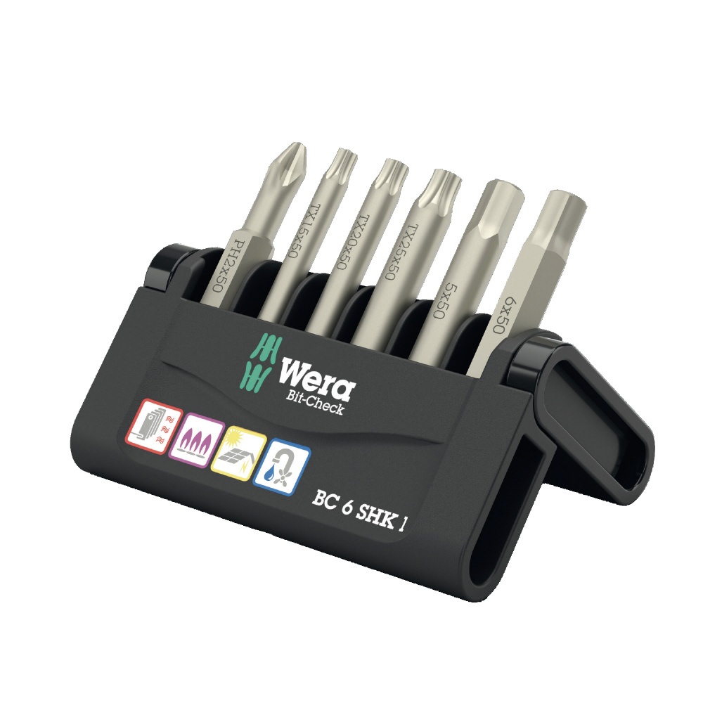 WERA ヴェラ 6本組 ドライバービットセット 差込6.35mm 全長50mm ケース付【073631】