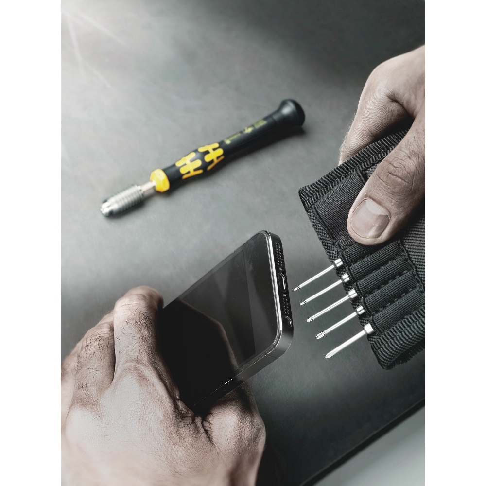 7点組 静電対策仕様ESD 精密ドライバービット/ハンドルセット 差込6.35mm 収納ポーチ付【073670】