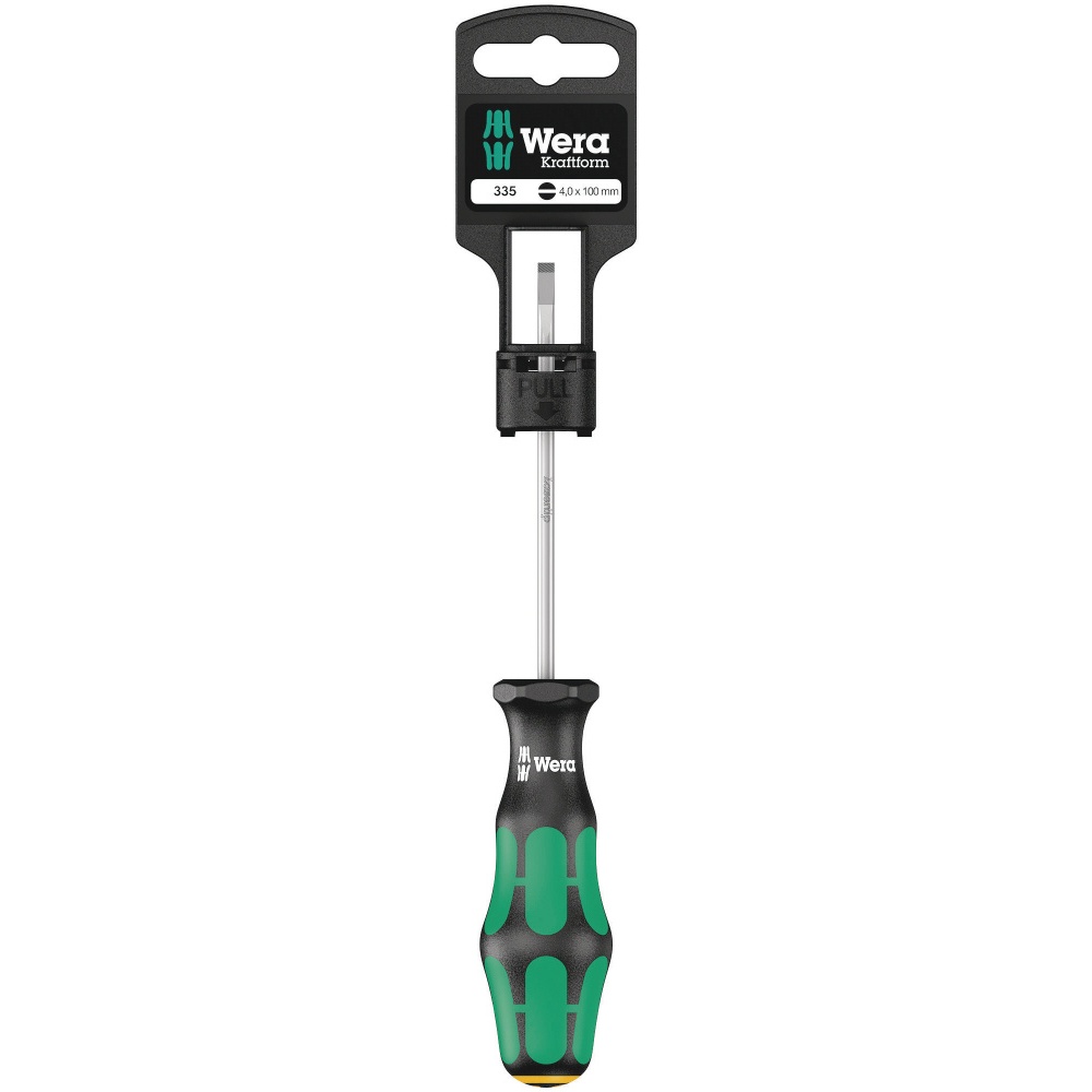 WERA ヴェラ Kraftform Plusハンドル マイナスドライバー 細軸タイプ 先端サイズ0.6x3.5mm 軸長100mm【100042】