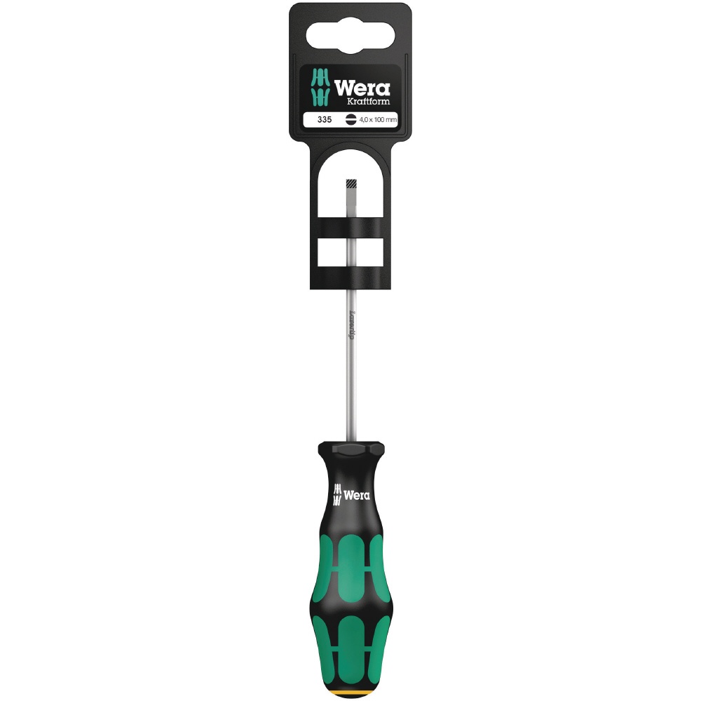 WERA ヴェラ Kraftform Plusハンドル マイナスドライバー 細軸タイプ 先端サイズ0.8x4.0mm 軸長100mm【100043】