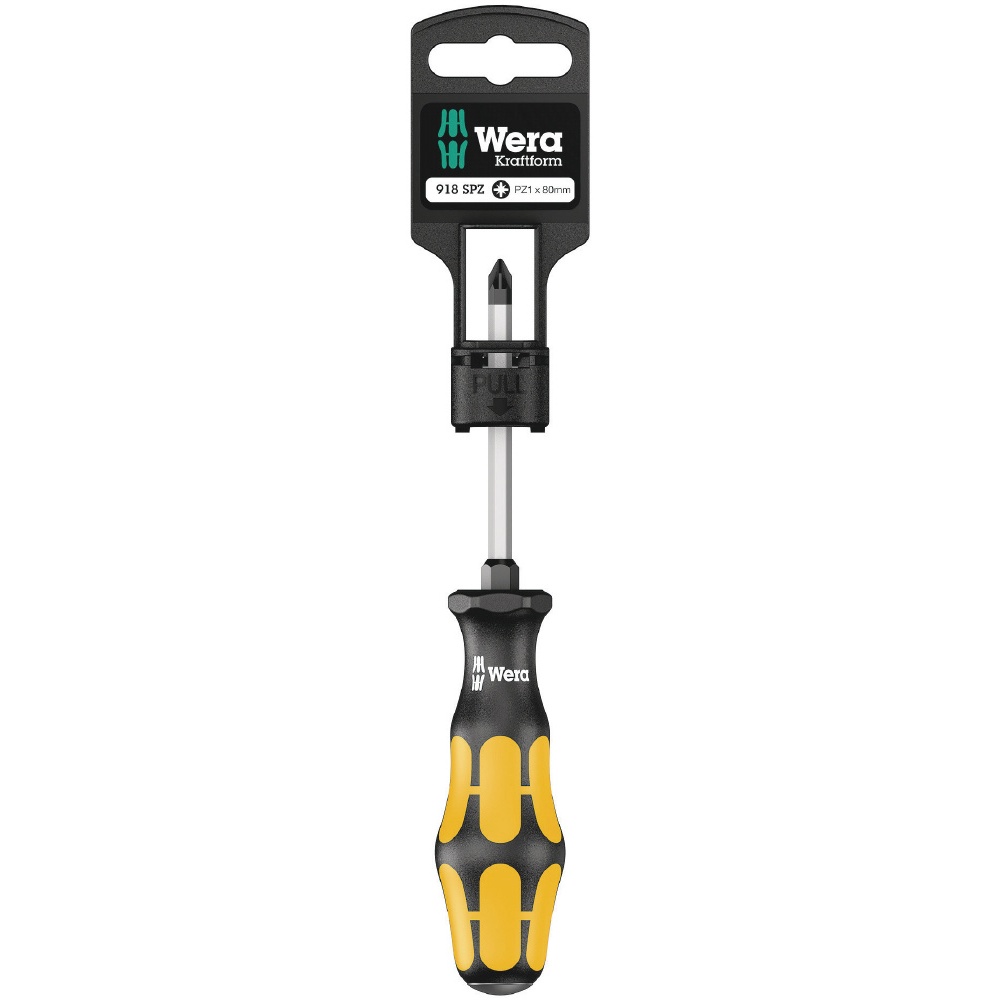 WERA ヴェラ Kraftformハンドル 根本六角貫通ポジドライブドライバー 先端サイズPZ1 軸長80mm【100080】