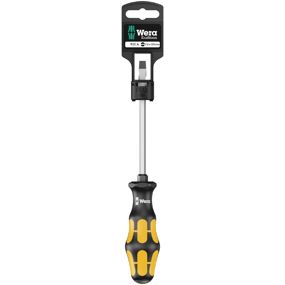 WERA ヴェラ Kraftformハンドル 根本六角貫通マイナスドライバー 先端サイズ1.2x7.0mm 軸長125mm【100086】