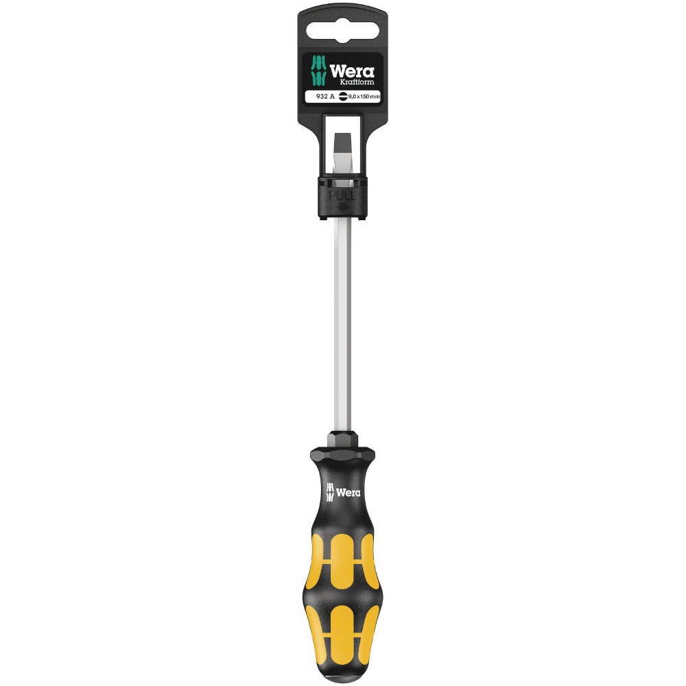 WERA ヴェラ Kraftformハンドル 根本六角貫通マイナスドライバー 先端サイズ1.6x9.0mm 軸長150mm【100087】