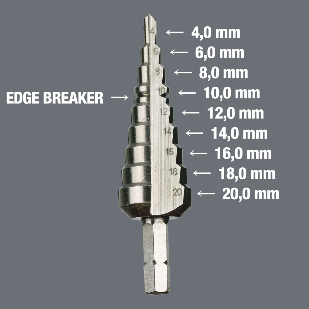 WERA ヴェラ ステップツイストドリルビット 六角軸 差込6.35mm 刃先サイズ4-20mm 9段【104672】