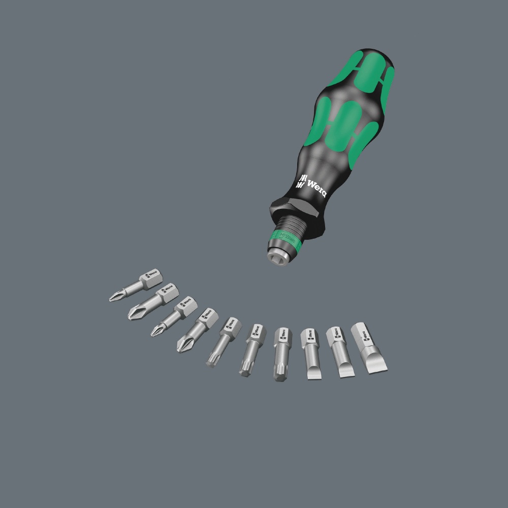 WERA ヴェラ 10点組 クラフトフォームコンパクトドライバーハンドル/ビットセット ケース付【135942】