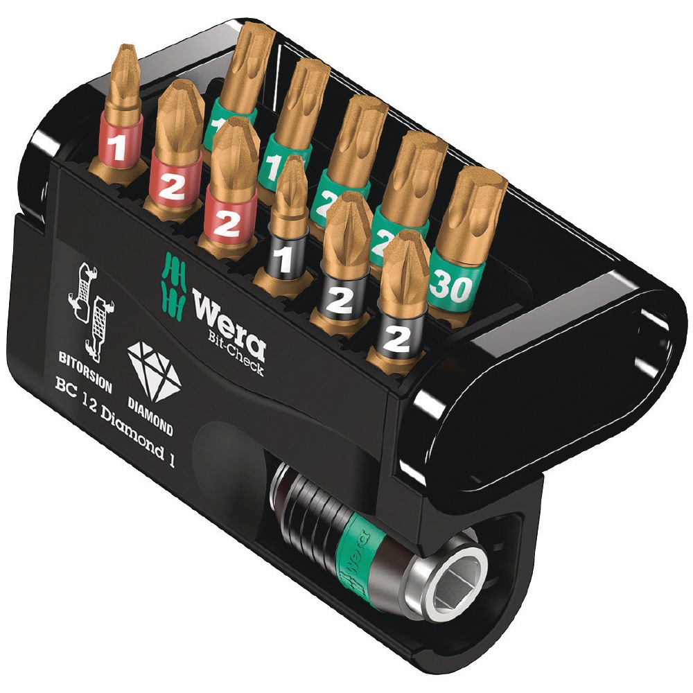 WERA ヴェラ 12点組 ダイヤモンドコーティング Bi-Torsionドライバービット/ホルダーセット ケース付【136392】