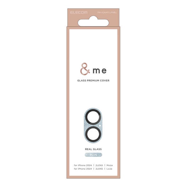 iPhone 16/iPhone 16 Plus &me カメラレンズカバー ガラス 全面グリッター【PM-A24AFLLP6BU】