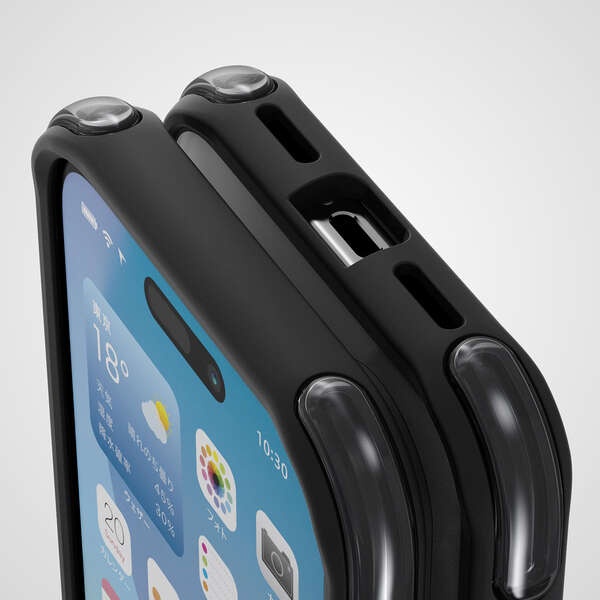 iPhone 16 MUBRAIN ハイブリッドケース エアバッグ【PM-A24AHVAIRBK】