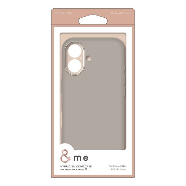 iPhone 16 &me ハイブリッドシリコンケース ショルダーストラップシート付【PM-A24ASCSHGB】