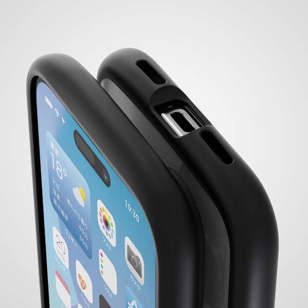 iPhone 16 TOUGH SLIM LITE ハイブリッドケース フレームカラー【PM-A24ATSLFCBK】
