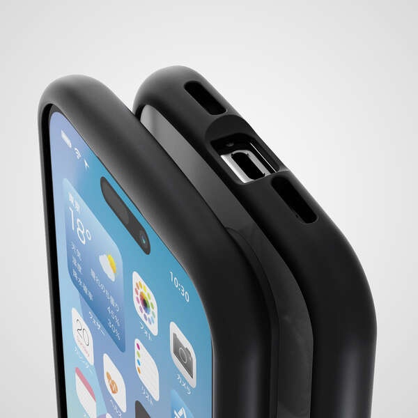iPhone 16 TOUGH SLIM LITE ハイブリッドケース フレームカラー 背面ガラス【PM-A24ATSLFCGBK】
