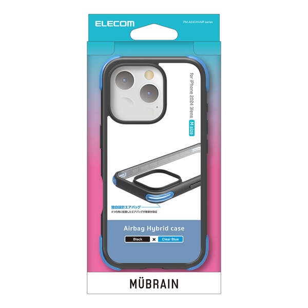 iPhone 16 Pro MUBRAIN ハイブリッドケース エアバッグ【PM-A24CHVAIRBK2】