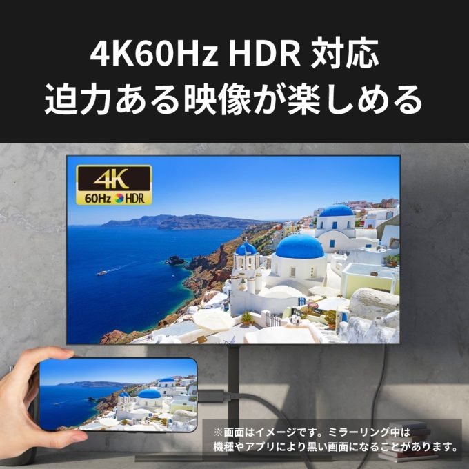 USB Type-C to HDMI 変換ケーブル(PD対応/2m)【RS-UCHD4K60-2M】