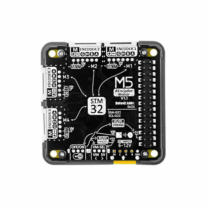 M5Stack用4チャンネルエンコーダモータードライバモジュール v1.1【M5STACK-M138-V11】