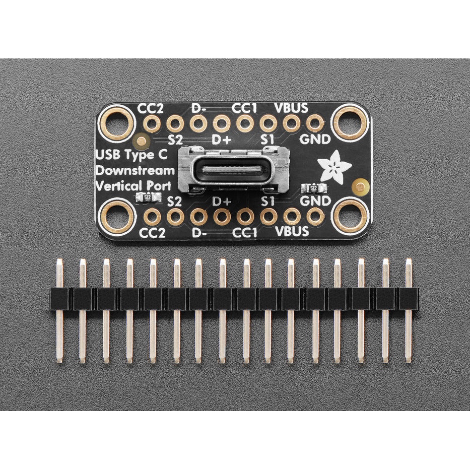Adafruit USB Type-Cピッチ変換基板(垂直タイプ)【ADA-5993】