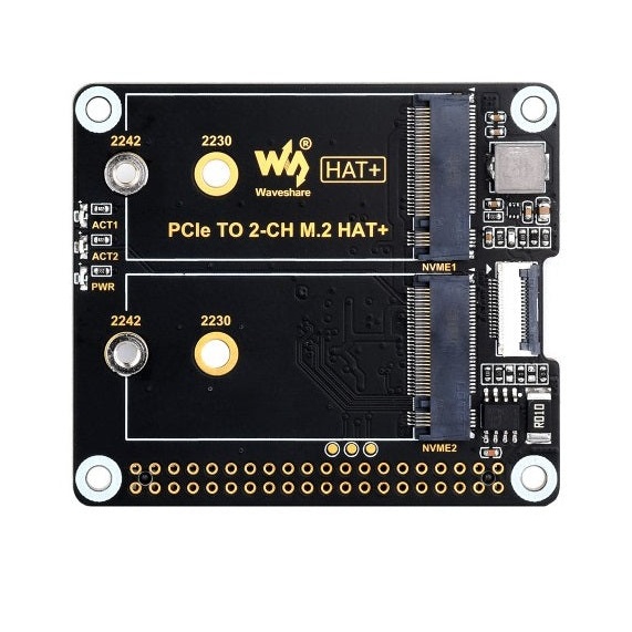 Raspberry Pi 5用 2ch M.2 SSD HAT+【WAVESHARE-27480】