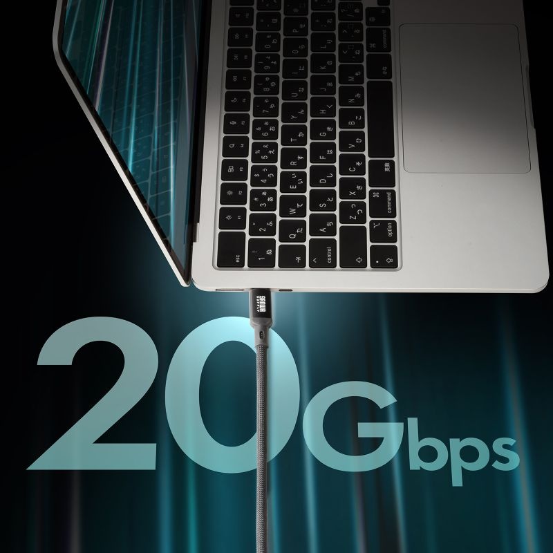 USB20Gbps Type-Cケーブル(PD60W・3m)【KU-20GCCP6030】