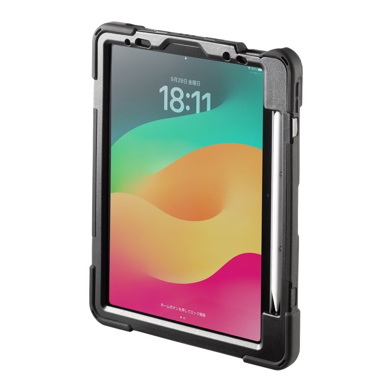 iPad Air 11インチ(M2/2024)用耐衝撃ケース【PDA-IPAD1717BK2】