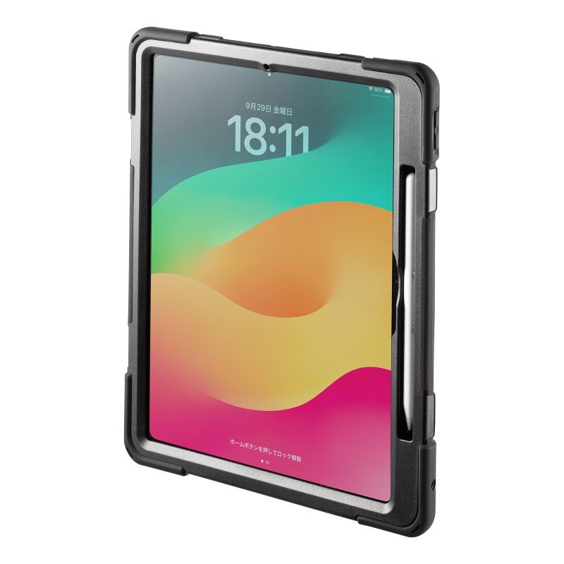iPad Pro 13インチ(M4/2024)用耐衝撃ケース【PDA-IPAD2017BK2】