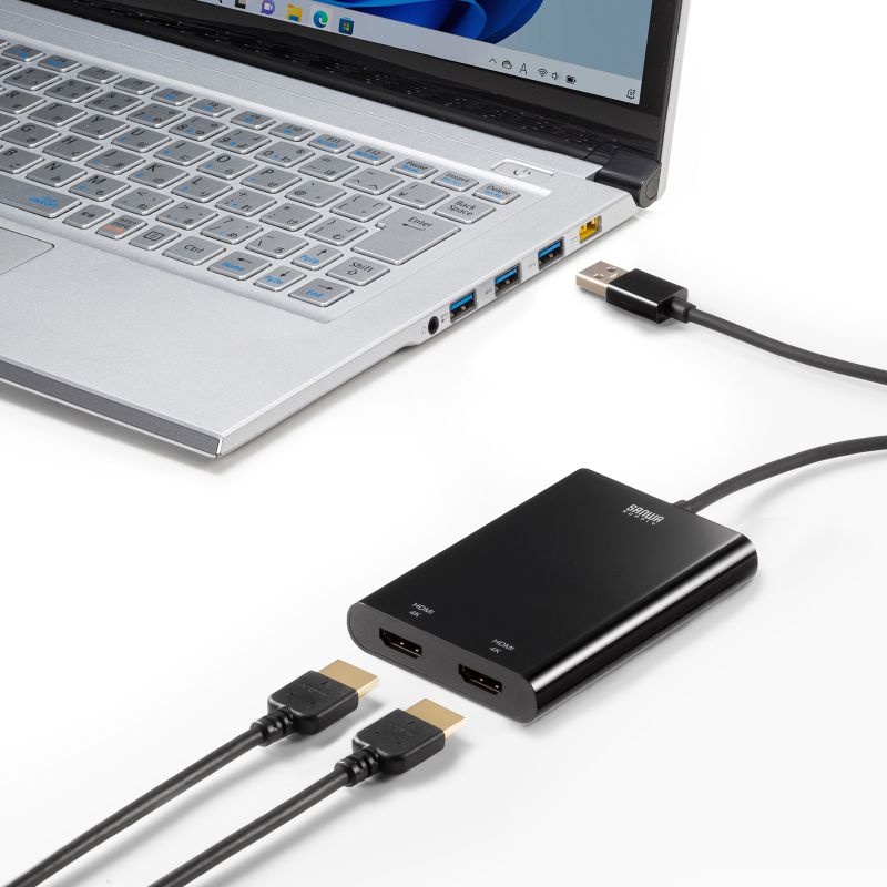 USB-HDMIディスプレイアダプタ(4K×2画面出力)【USB-CVU3HD6】